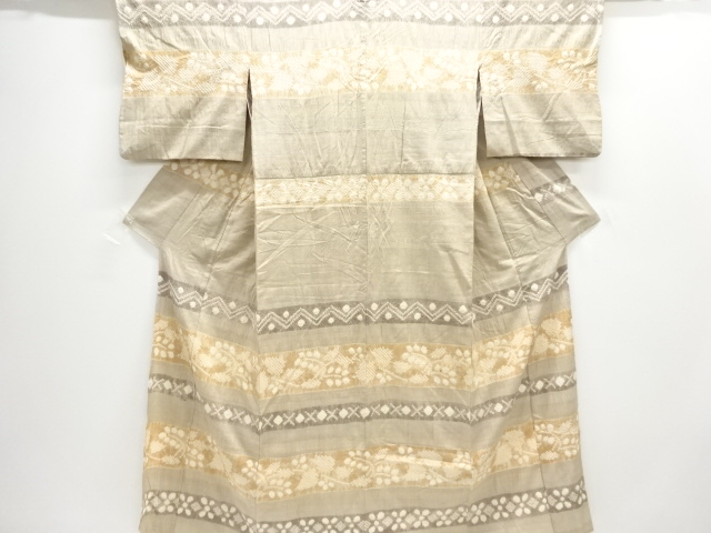 JAPANESE KIMONO / ANTIQUE HITOE KIMONO / SILK / SHIBORI / TSUMUGI / STRIPE
